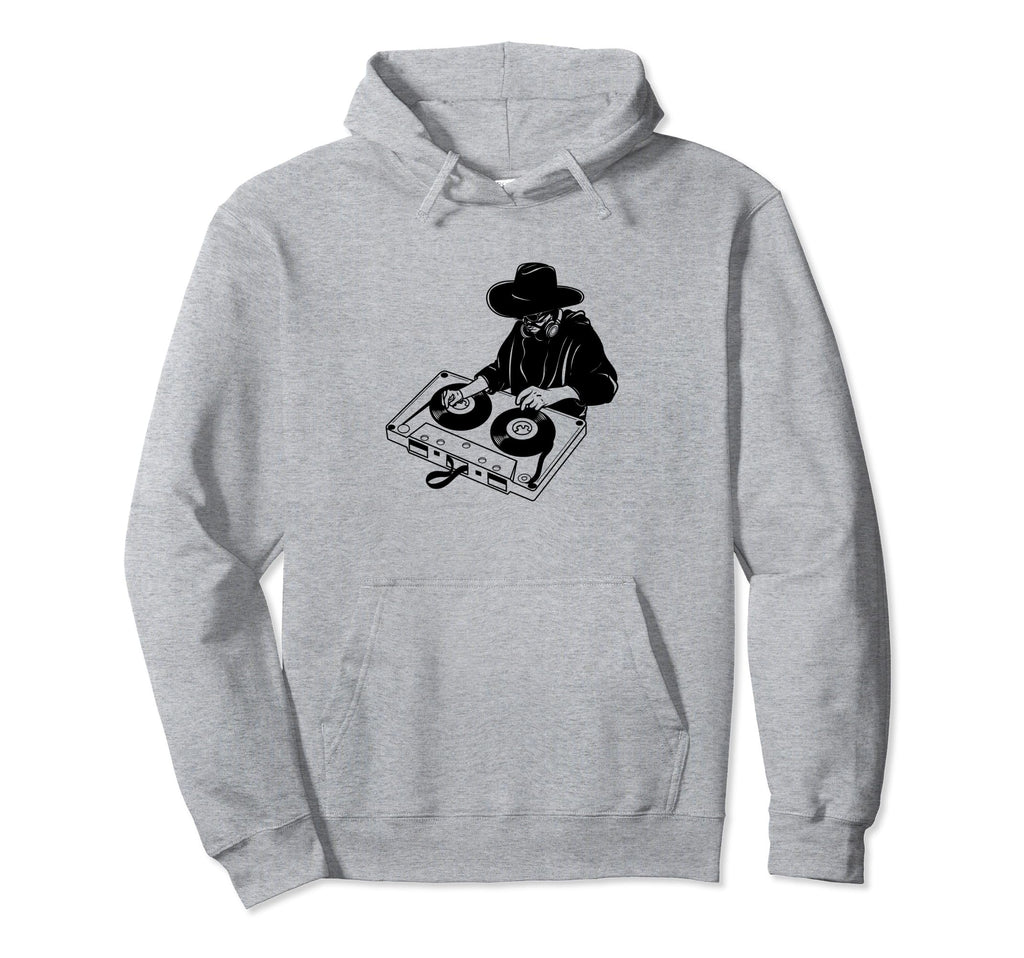 Cowboy Dj Turntable Cassette Tape Hoodie - Fun Novelty Design Men Women - T-Shirt, Sweatshirt, Hoodie