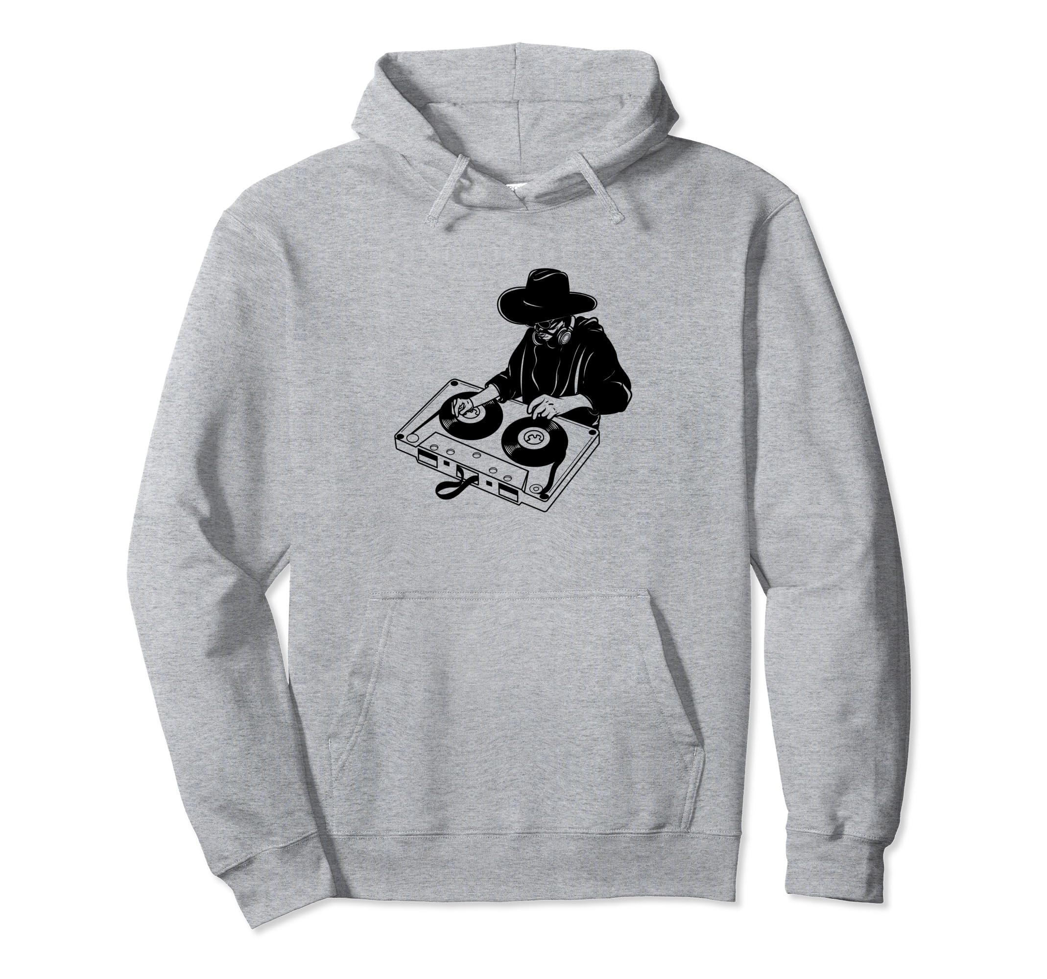 Cowboy Dj Turntable Cassette Tape Hoodie - Fun Novelty Design Men Women - T-Shirt, Sweatshirt, Hoodie