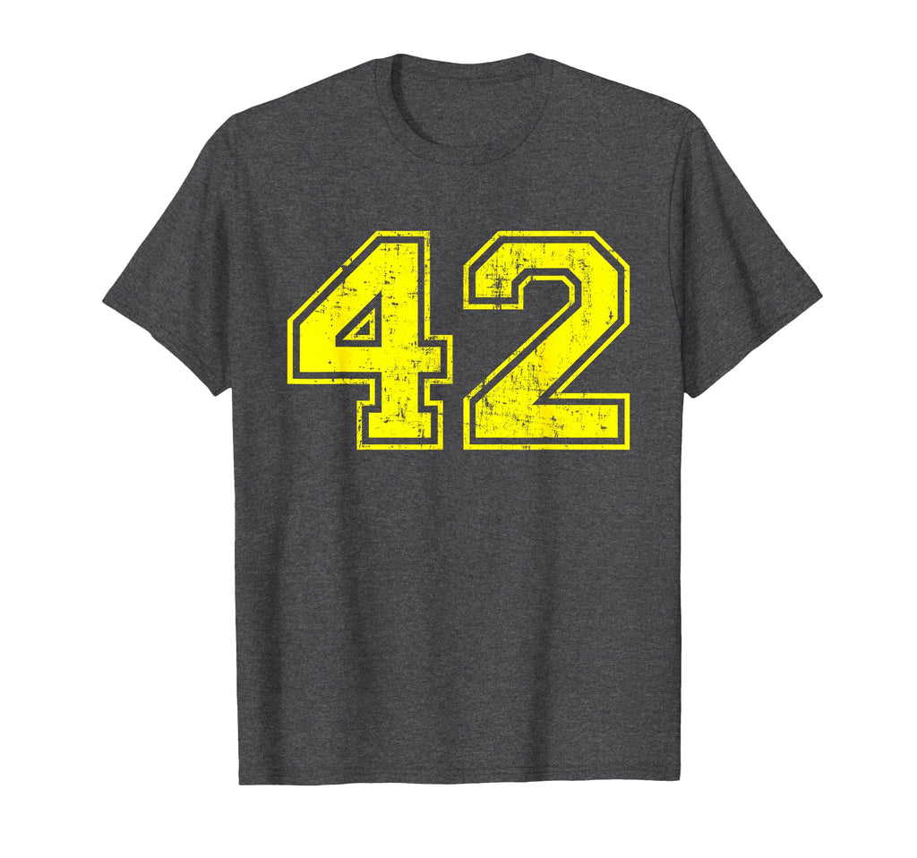 Number 42 Varsity Distressed Sport Team T-Shirt - Minimalist Print Unisex - T-Shirt, Sweatshirt, Hoodie