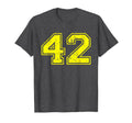 Number 42 Varsity Distressed Sport Team T-Shirt - Minimalist Print Unisex - T-Shirt, Sweatshirt, Hoodie