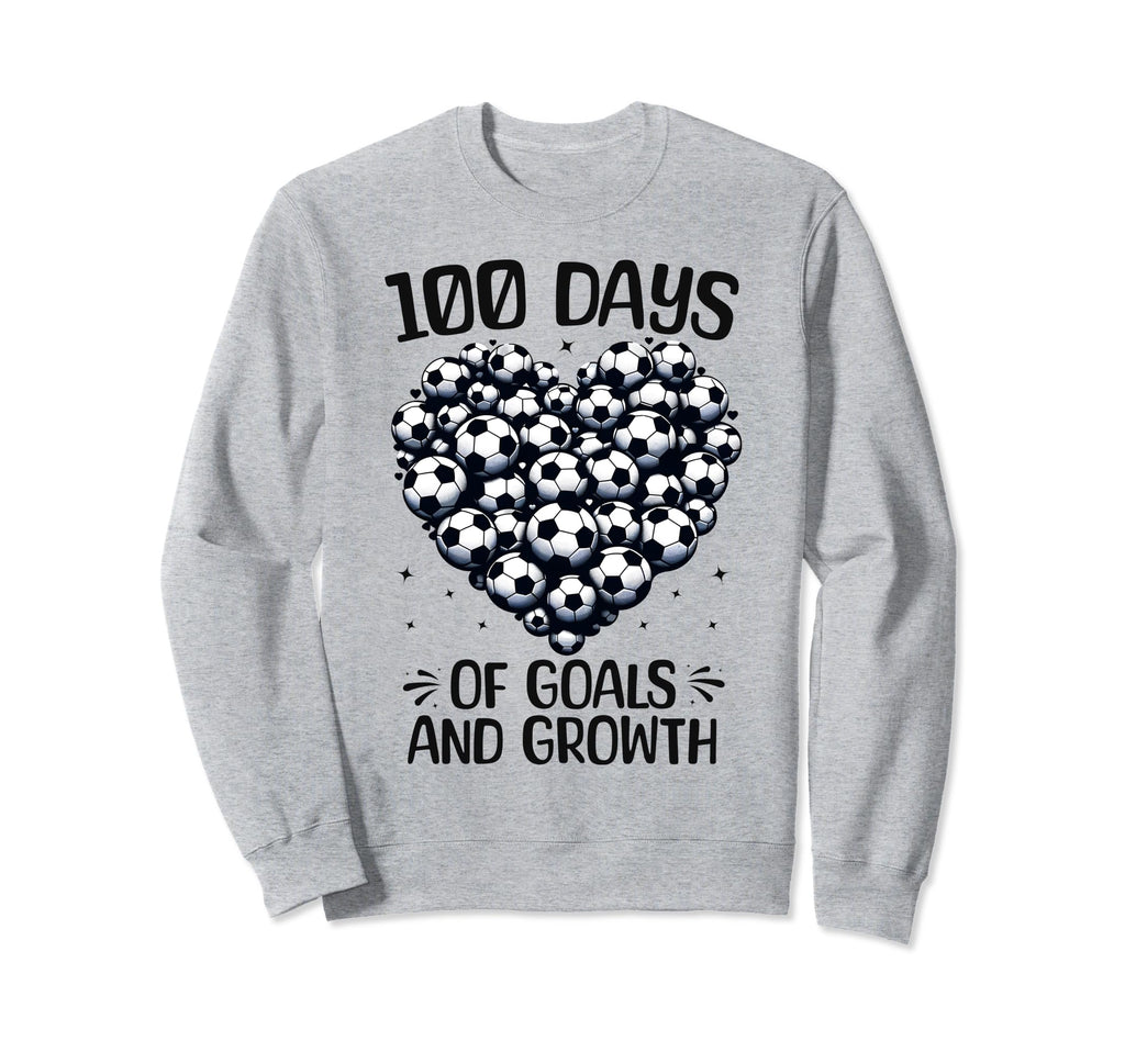 100 Days School Soccer Heart Sweatshirt - Fun Novelty Design Men Women - T-Shirt, Sweatshirt, Hoodie