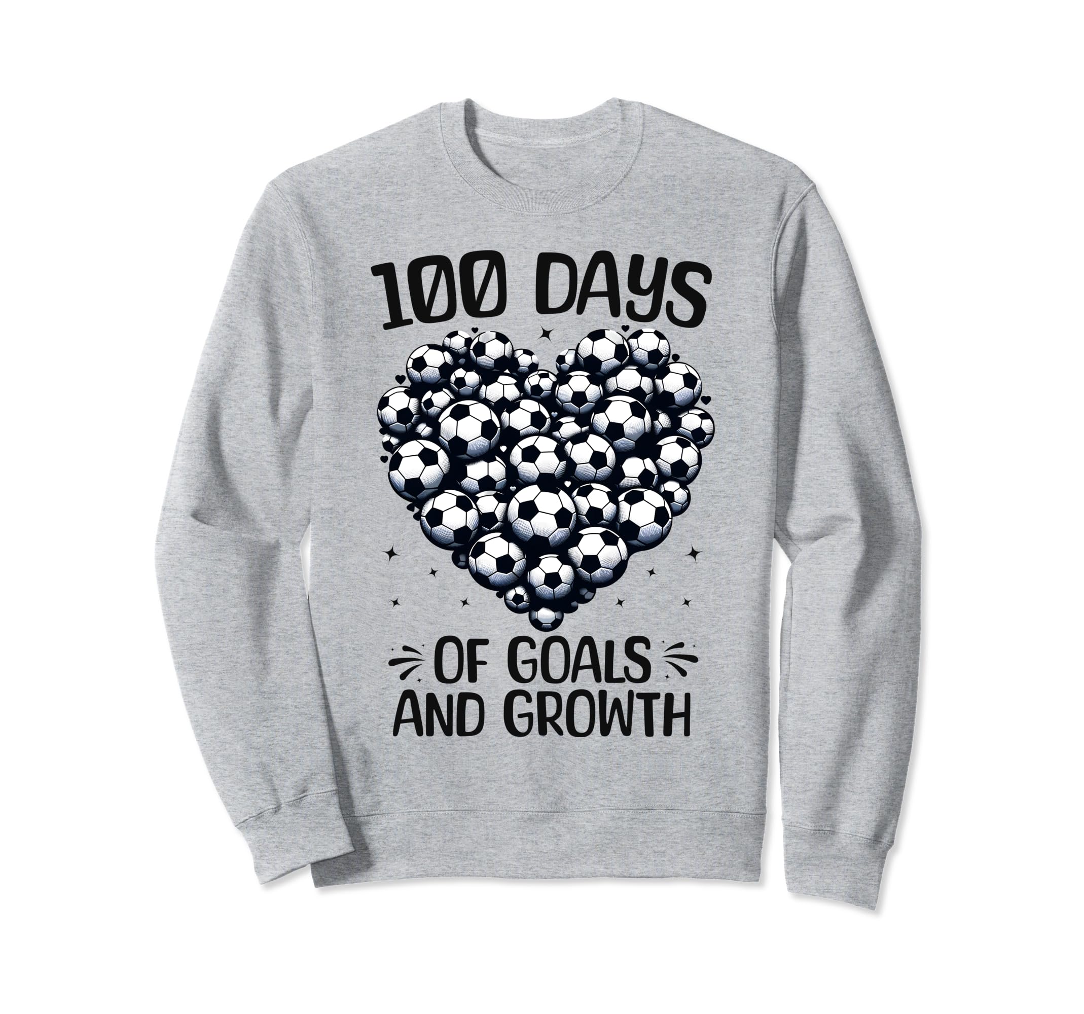 100 Days School Soccer Heart Love Sweatshirt - Graphic Print Men Women - T-Shirt, Sweatshirt, Hoodie