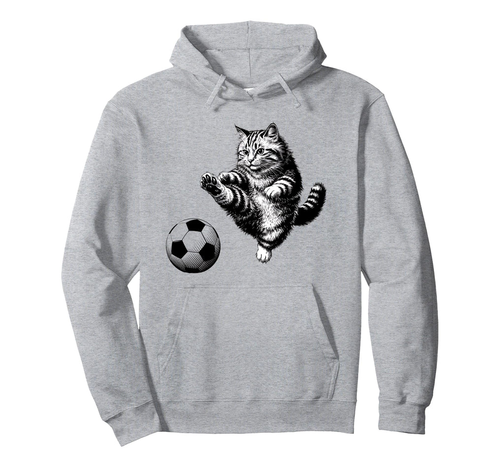 Funny Soccer Cat Football Kitten Hoodie - Casual Everyday Wear Men Women - T-Shirt, Sweatshirt, Hoodie