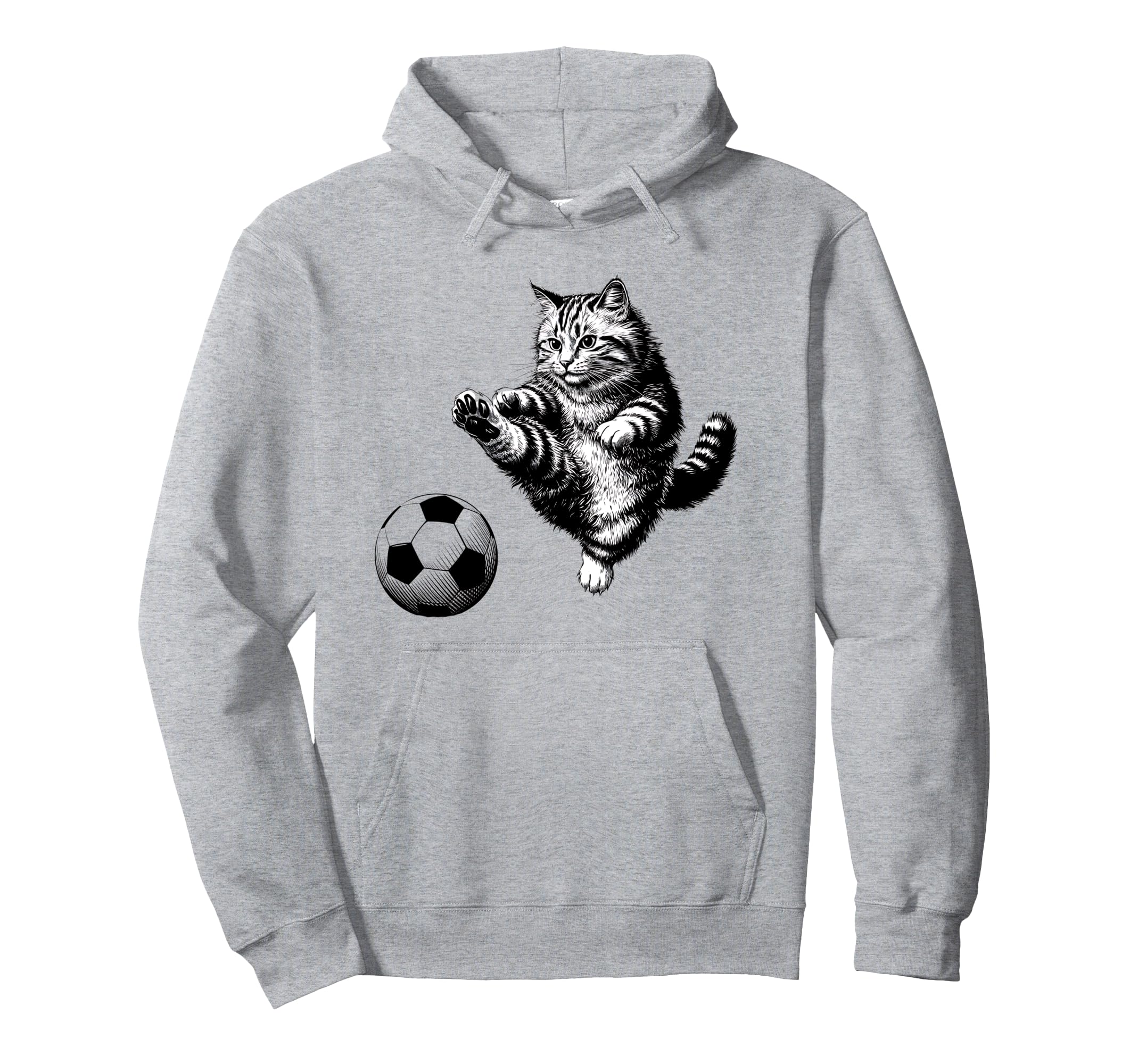 Funny Soccer Cat Football Kitten Hoodie - Casual Everyday Wear Men Women - T-Shirt, Sweatshirt, Hoodie