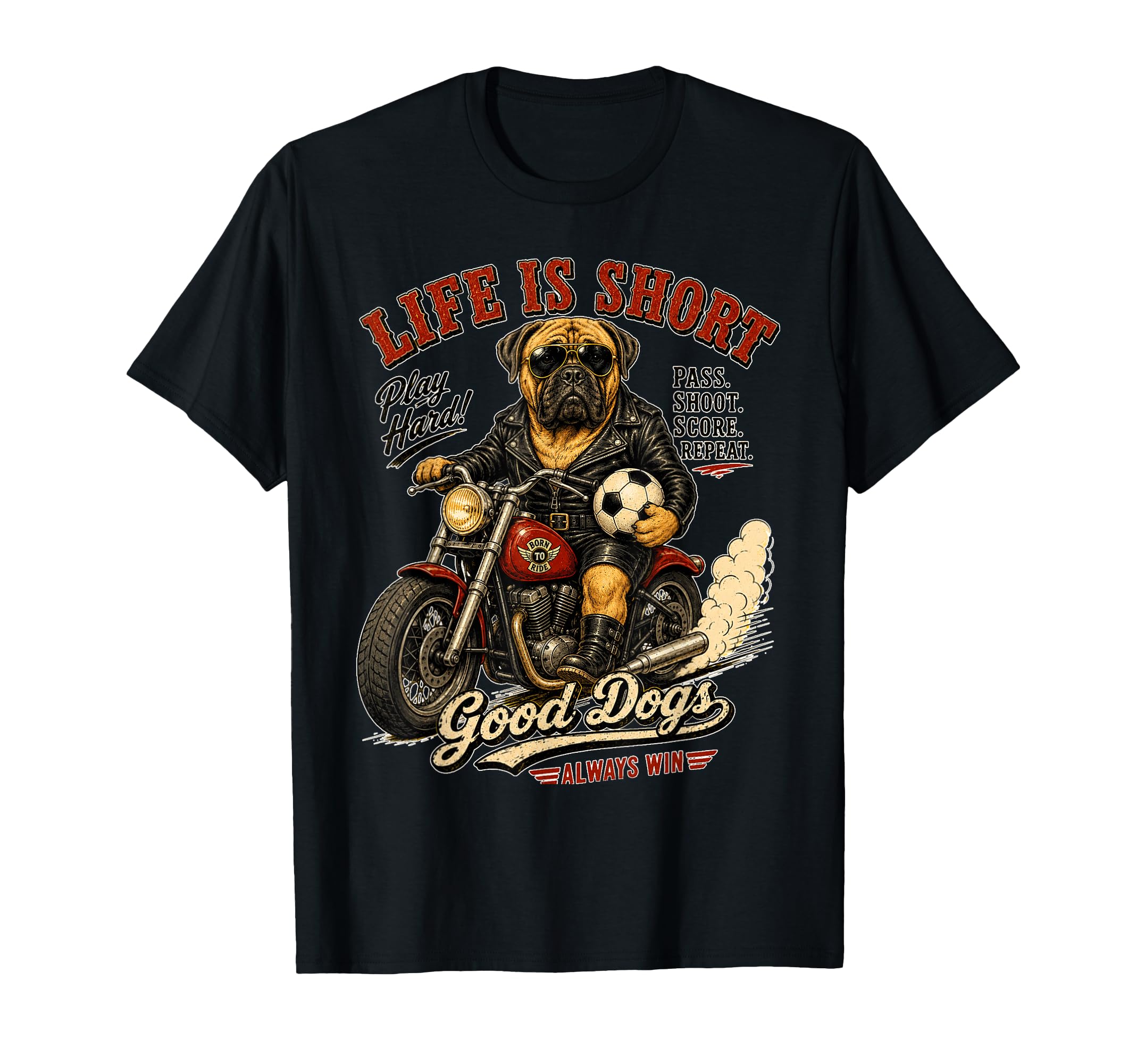 Mastiff Motorbike Love Footbal Soccer T-Shirt - Trendy Graphic for Adults - T-Shirt, Sweatshirt, Hoodie
