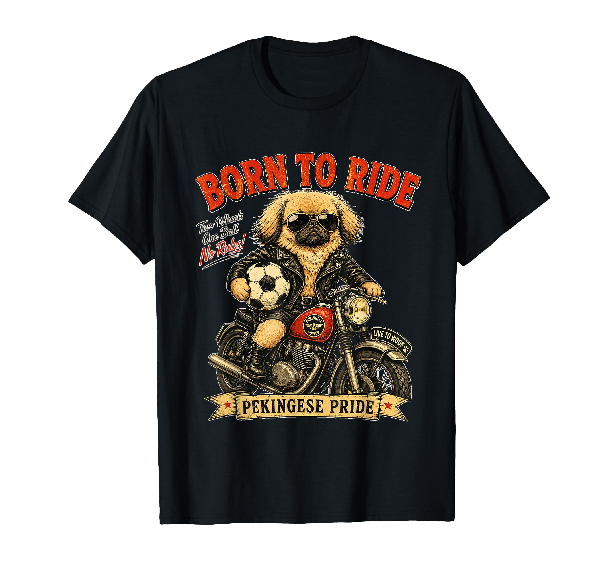 Pekingese Ride Motorbike Love T-Shirt - Streetwear Style for Adults - T-Shirt, Sweatshirt, Hoodie