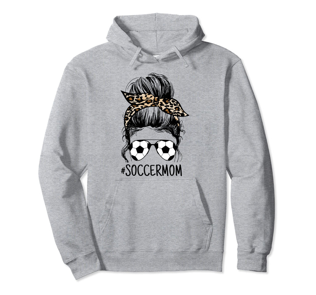 Womens Soccer Soccer Mom Messy Bun Hoodie - Minimalist Print for Adults - T-Shirt, Sweatshirt, Hoodie
