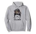 Womens Soccer Soccer Mom Messy Bun Hoodie - Minimalist Print for Adults - T-Shirt, Sweatshirt, Hoodie