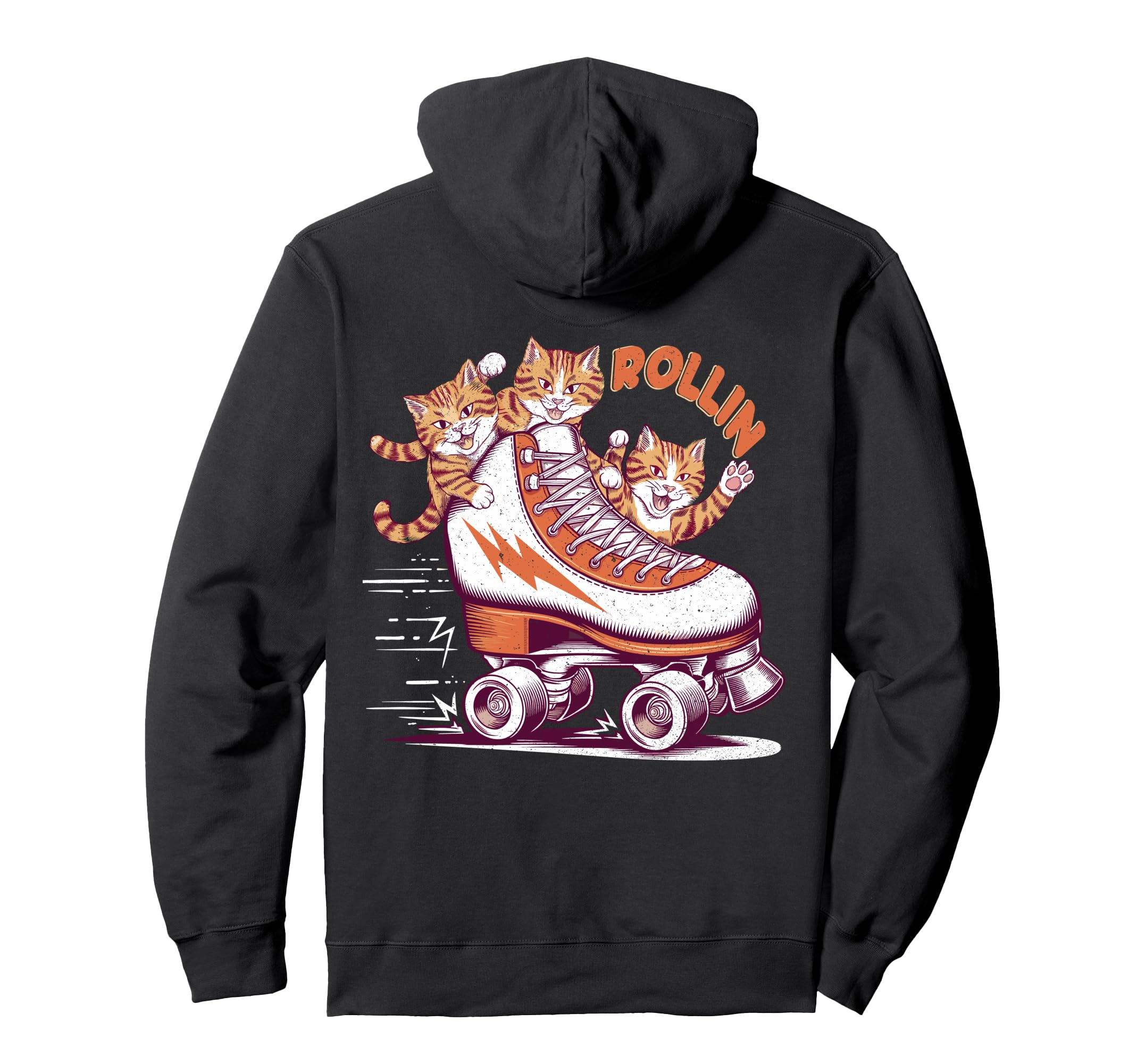 Rollin Funny Cats Roller Skate Art Hoodie - Aesthetic Graphic Men Women - T-Shirt, Sweatshirt, Hoodie