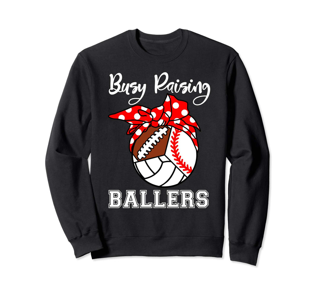 Busy Raising Ballers Funny Baseball Sweatshirt - Minimalist Print Unisex - T-Shirt, Sweatshirt, Hoodie