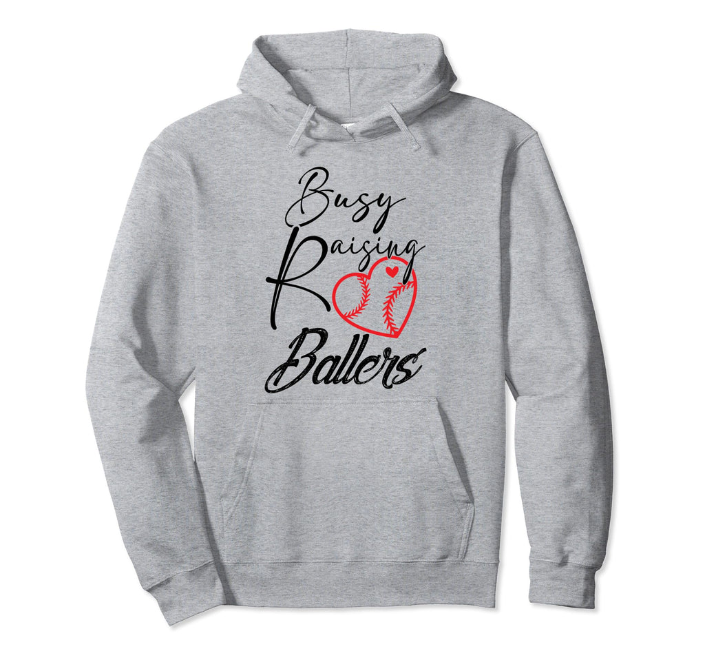 Busy Raising Ballers Heart Softball Hoodie - Graphic Print for Adults - T-Shirt, Sweatshirt, Hoodie