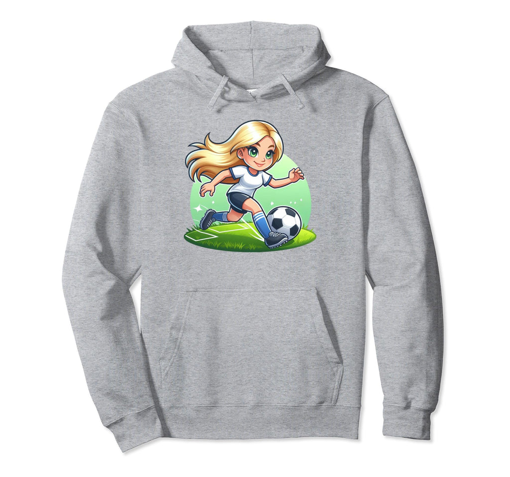 Soccer Blonde Playing Soccer Hoodie - Graphic Print Unisex - T-Shirt, Sweatshirt, Hoodie