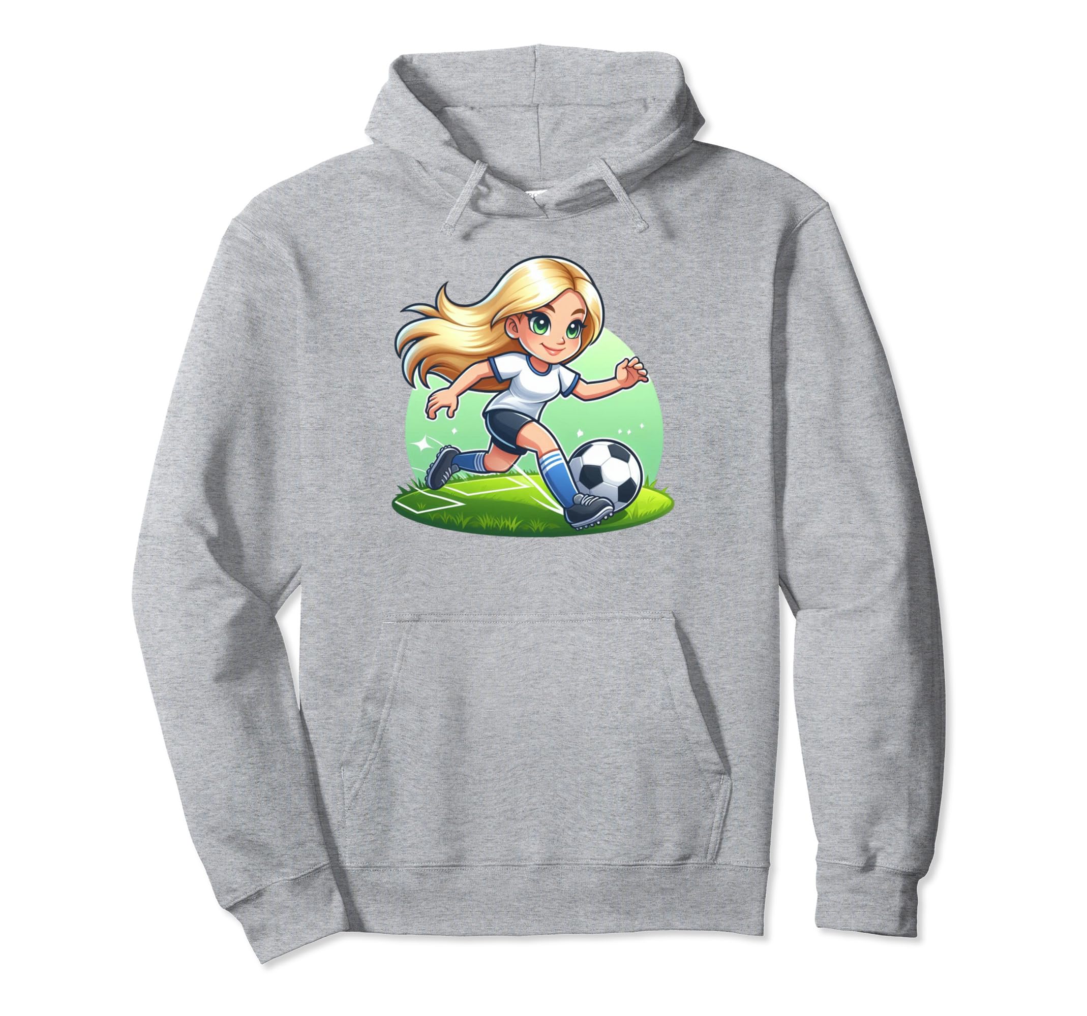 Soccer Blonde Playing Soccer Hoodie - Graphic Print Unisex - T-Shirt, Sweatshirt, Hoodie