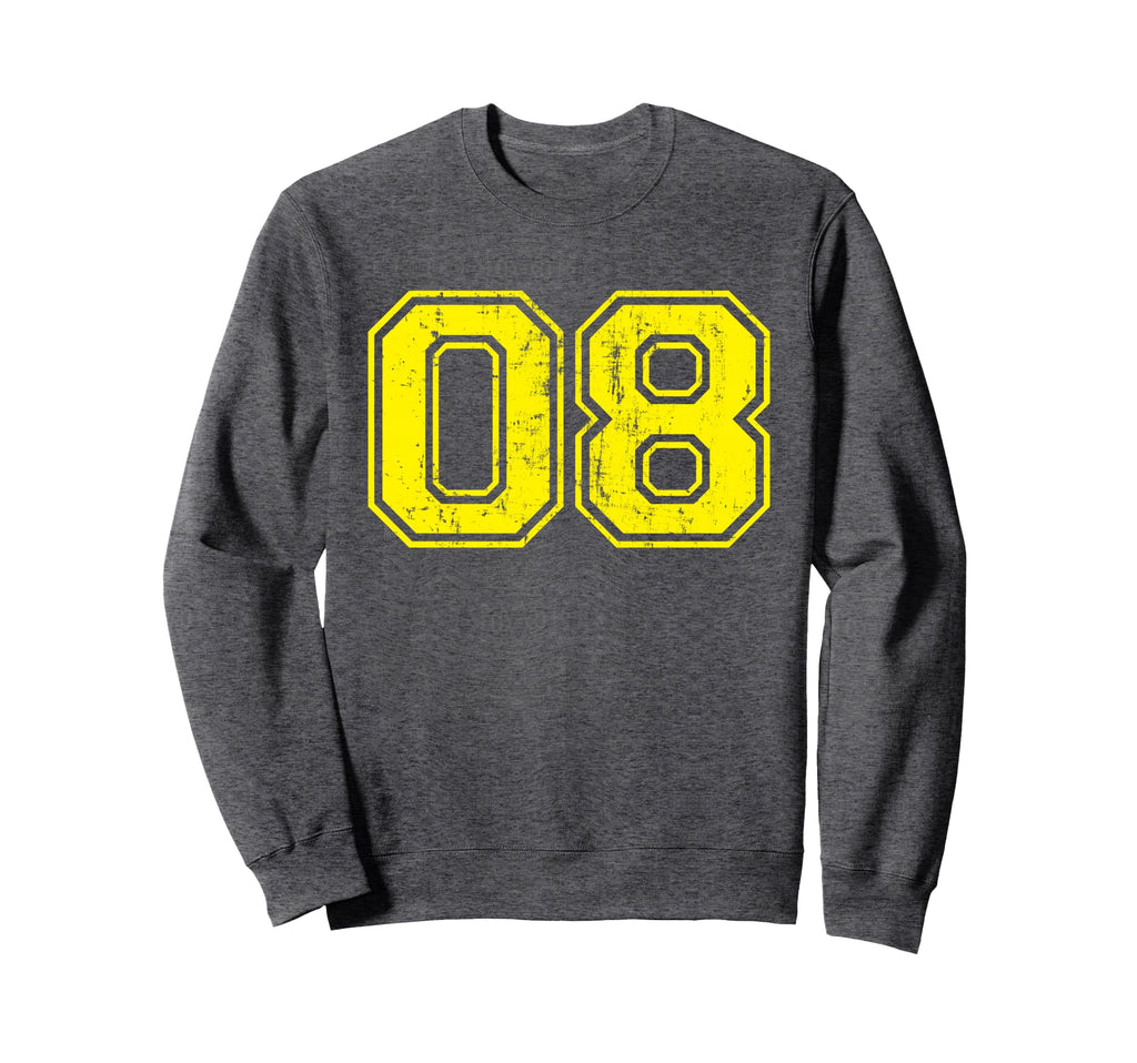 Number 08 Eight Varsity Distressed Sweatshirt - Unique Graphic Unisex - T-Shirt, Sweatshirt, Hoodie