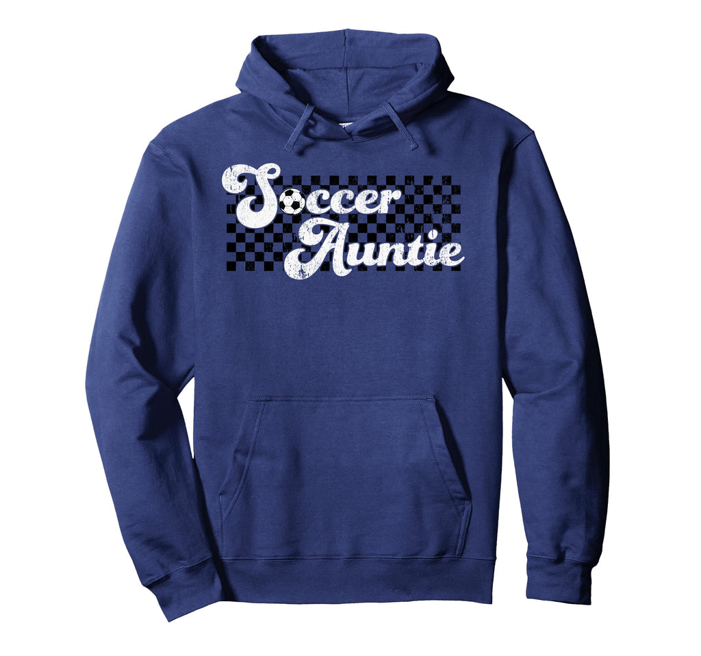 Soccer Auntie Soccer Aunt Checkered Hoodie - Graphic Print Unisex - T-Shirt, Sweatshirt, Hoodie