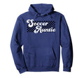 Soccer Auntie Soccer Aunt Checkered Hoodie - Graphic Print Unisex - T-Shirt, Sweatshirt, Hoodie