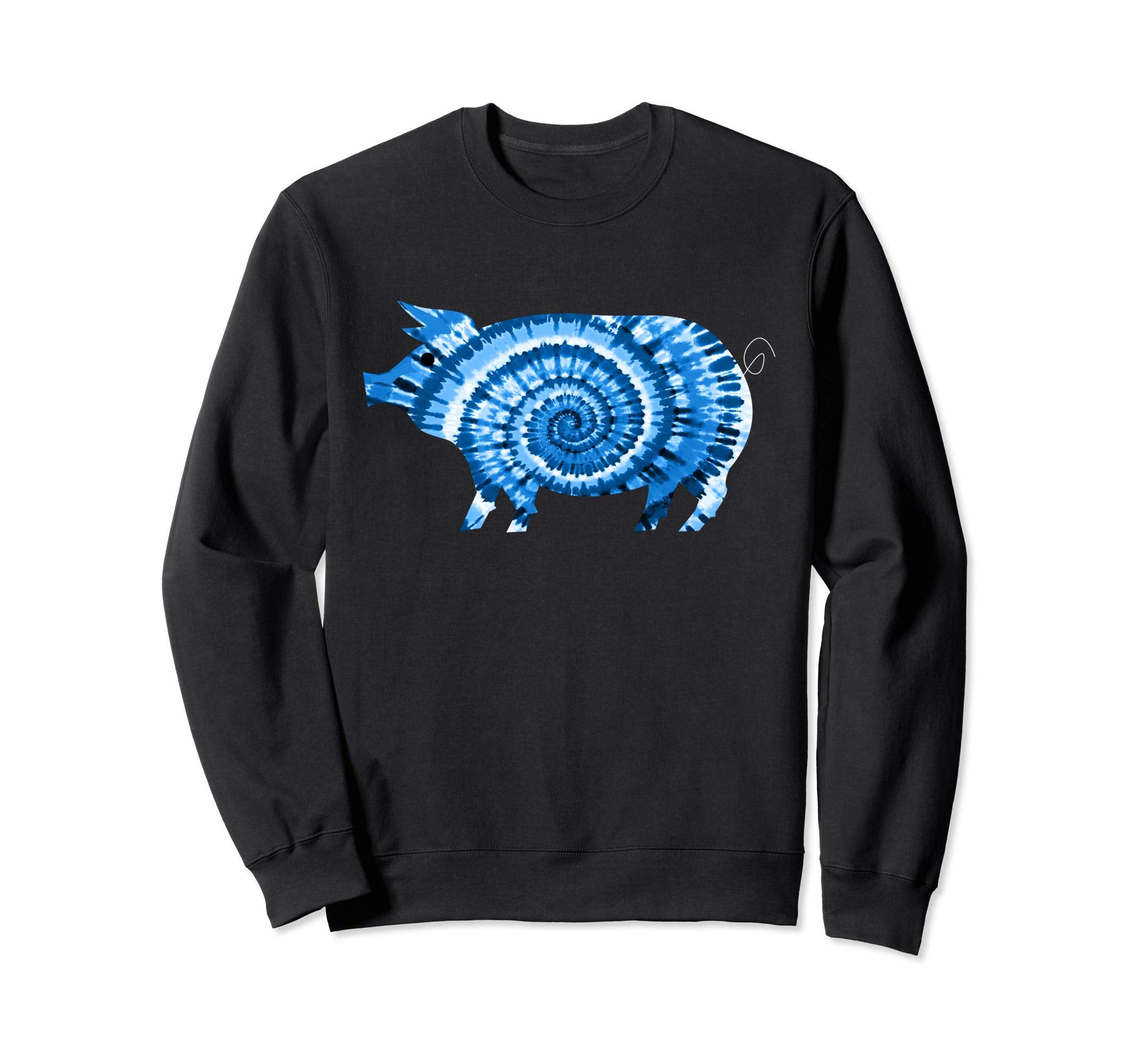 Blue Pig Tie Dye 60S 70S Hippie Sweatshirt - Trendy Graphic for Adults - T-Shirt, Sweatshirt, Hoodie