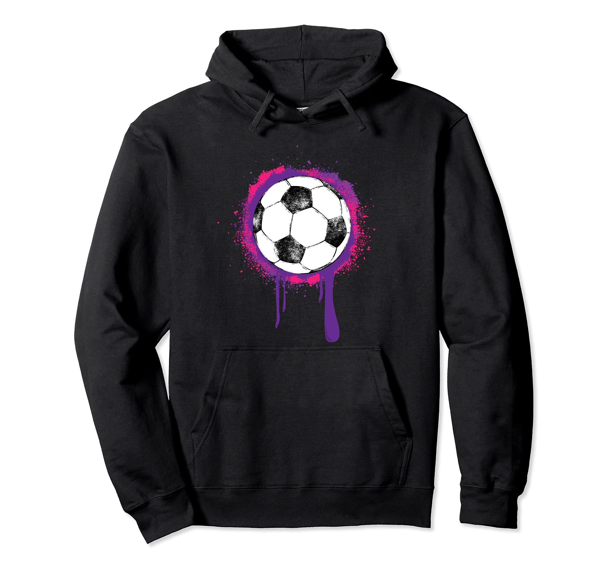 Fun Soccer Ball Purple Graffiti Hoodie - Aesthetic Graphic for Adults - T-Shirt, Sweatshirt, Hoodie