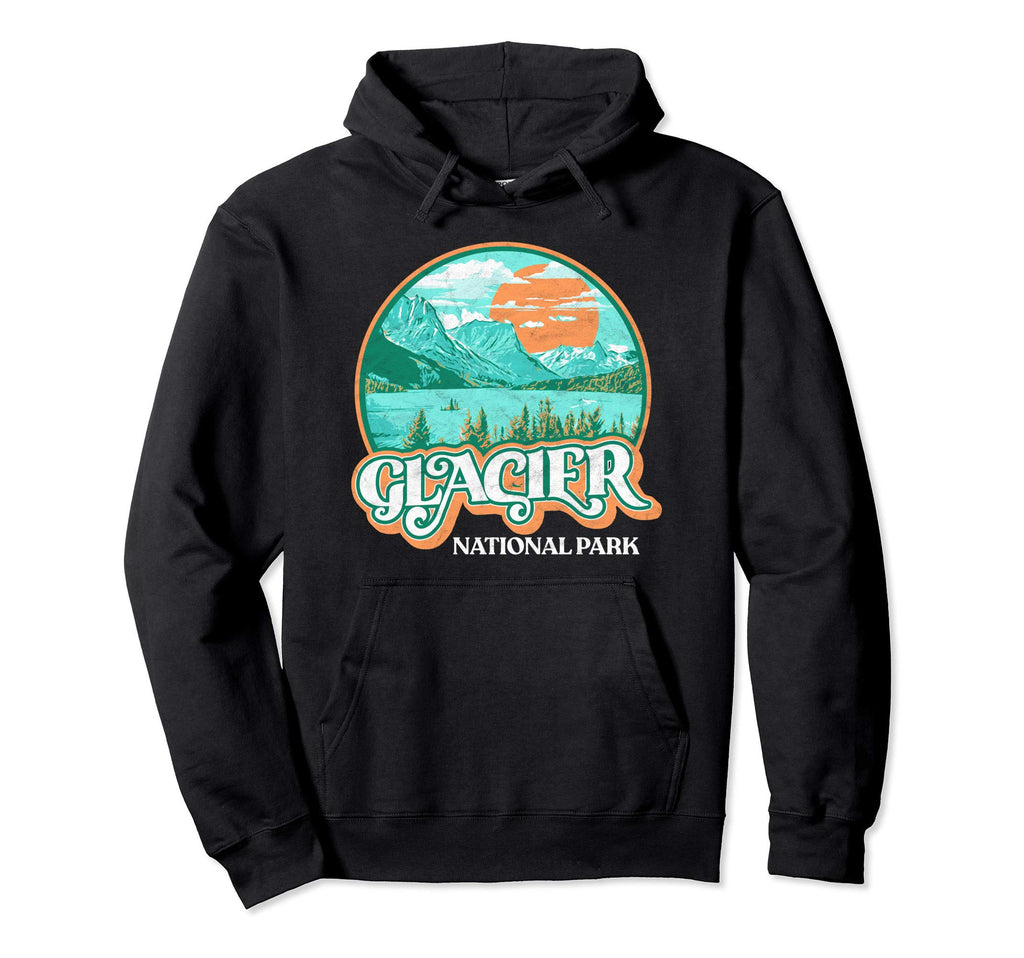 Glacier National Park Montana 80S Chill Hoodie - Fun Novelty Design Unisex - T-Shirt, Sweatshirt, Hoodie