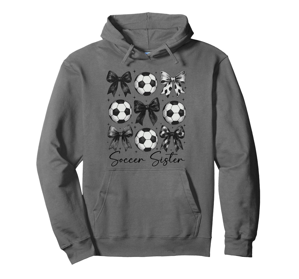 Soccer Sister Funny Coquette Bow Soccer Hoodie - Minimalist Print Unisex - T-Shirt, Sweatshirt, Hoodie