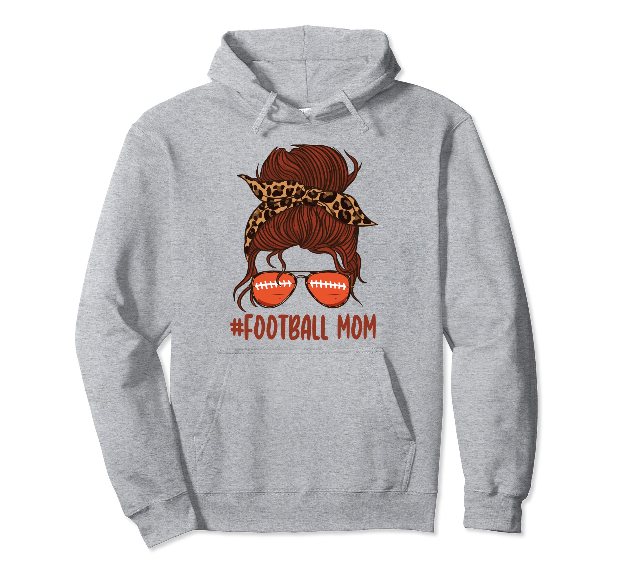 Messy Bun Football Mom Life Leopard Hoodie - Casual Everyday Wear Unisex - T-Shirt, Sweatshirt, Hoodie