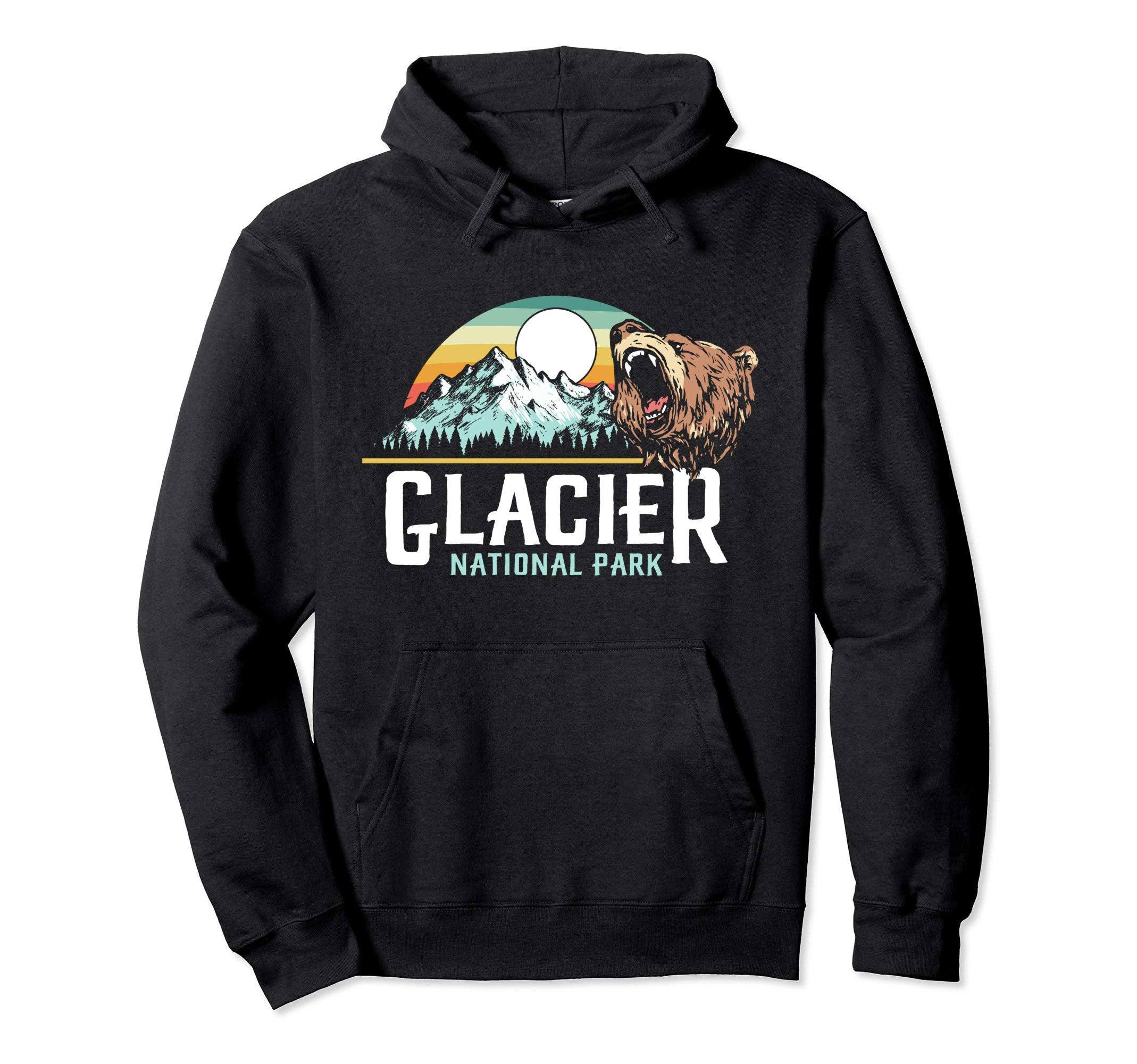 Glacier National Park Roaring Grizzly Hoodie - Custom Art Print for Adults - T-Shirt, Sweatshirt, Hoodie