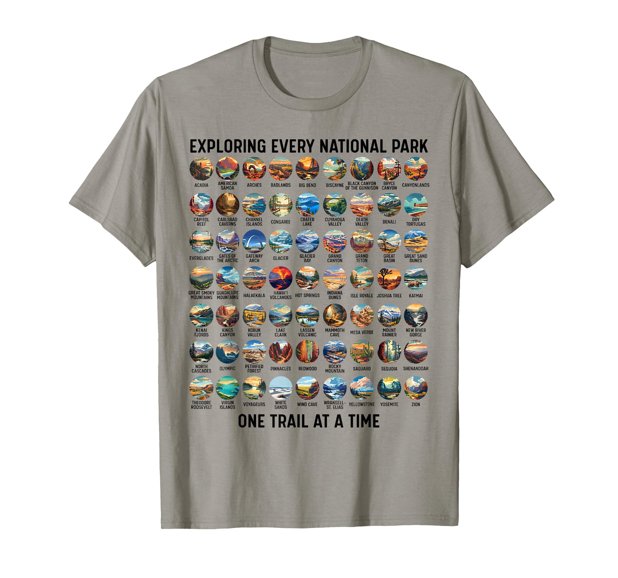 All Us National Park Checklist Bucket T-Shirt - Novelty Apparel Men Women - T-Shirt, Sweatshirt, Hoodie