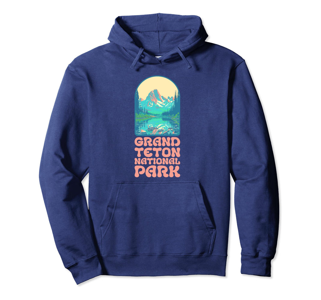 Grand Teton National Park Eighties Hoodie - Minimalist Print for Adults - T-Shirt, Sweatshirt, Hoodie