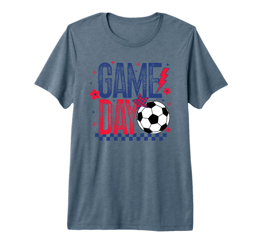 Game Day Soccer Season Blue Red T-Shirt - Casual Everyday Wear for Adults - T-Shirt, Sweatshirt, Hoodie