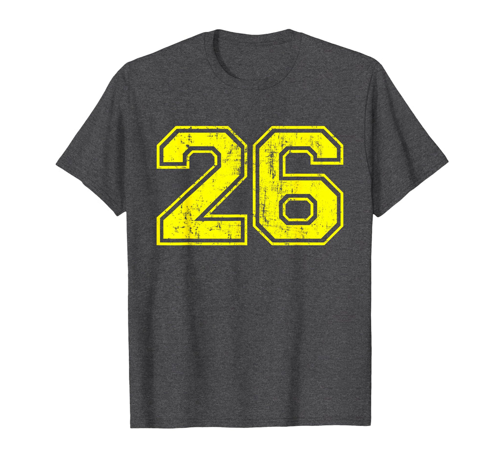 Number 26 Varsity Distressed Sport Team T-Shirt - Novelty Apparel Unisex - T-Shirt, Sweatshirt, Hoodie