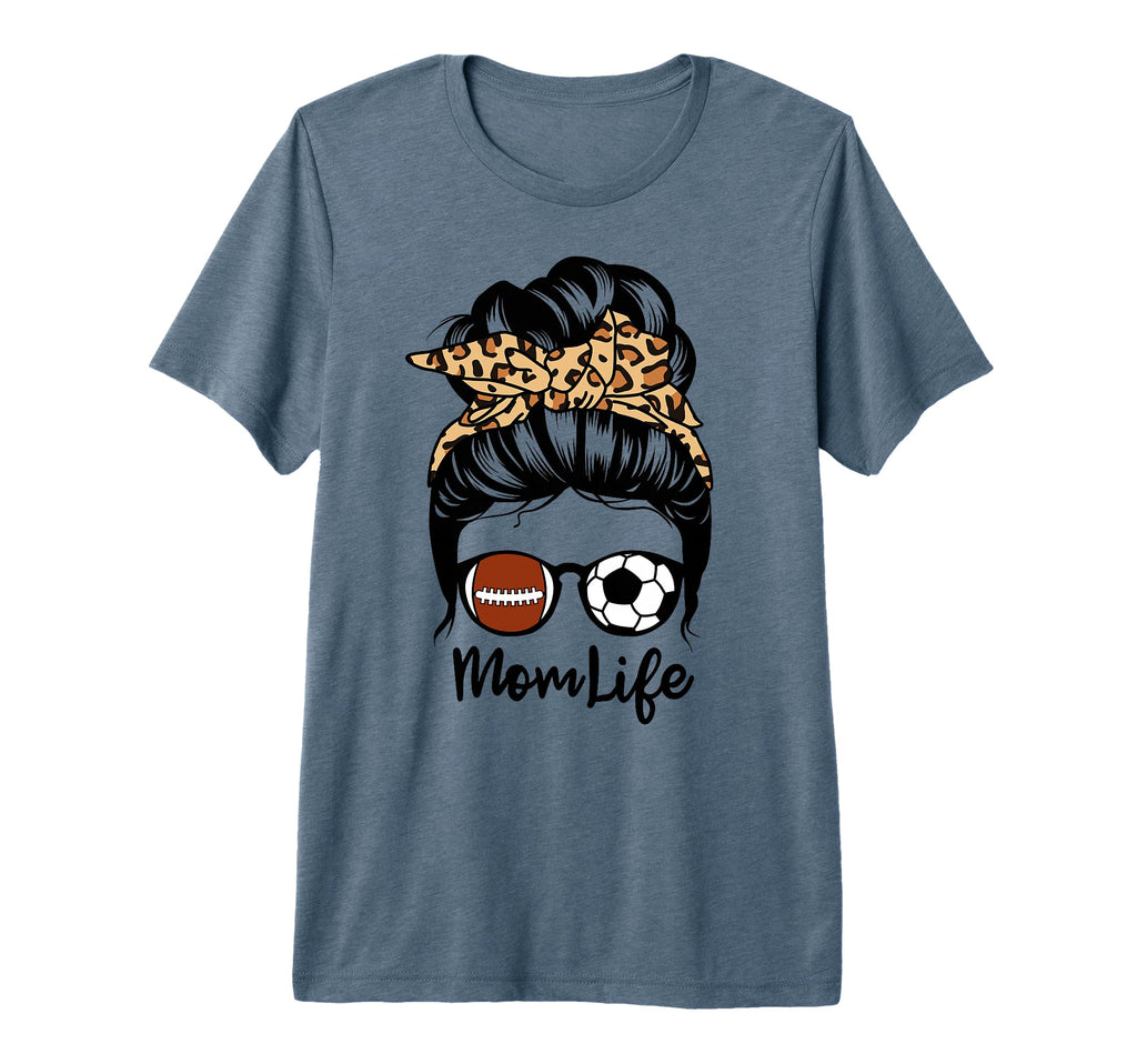 Mom Life Messy Bun Hair Funny Soccer T-Shirt - Trendy Graphic Men Women - T-Shirt, Sweatshirt, Hoodie