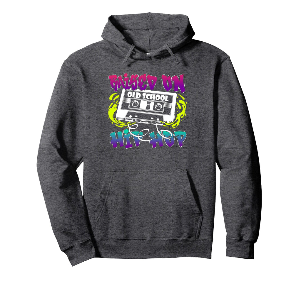 Raised Old School Hip Hop Cassette Hoodie - Minimalist Print for Adults - T-Shirt, Sweatshirt, Hoodie