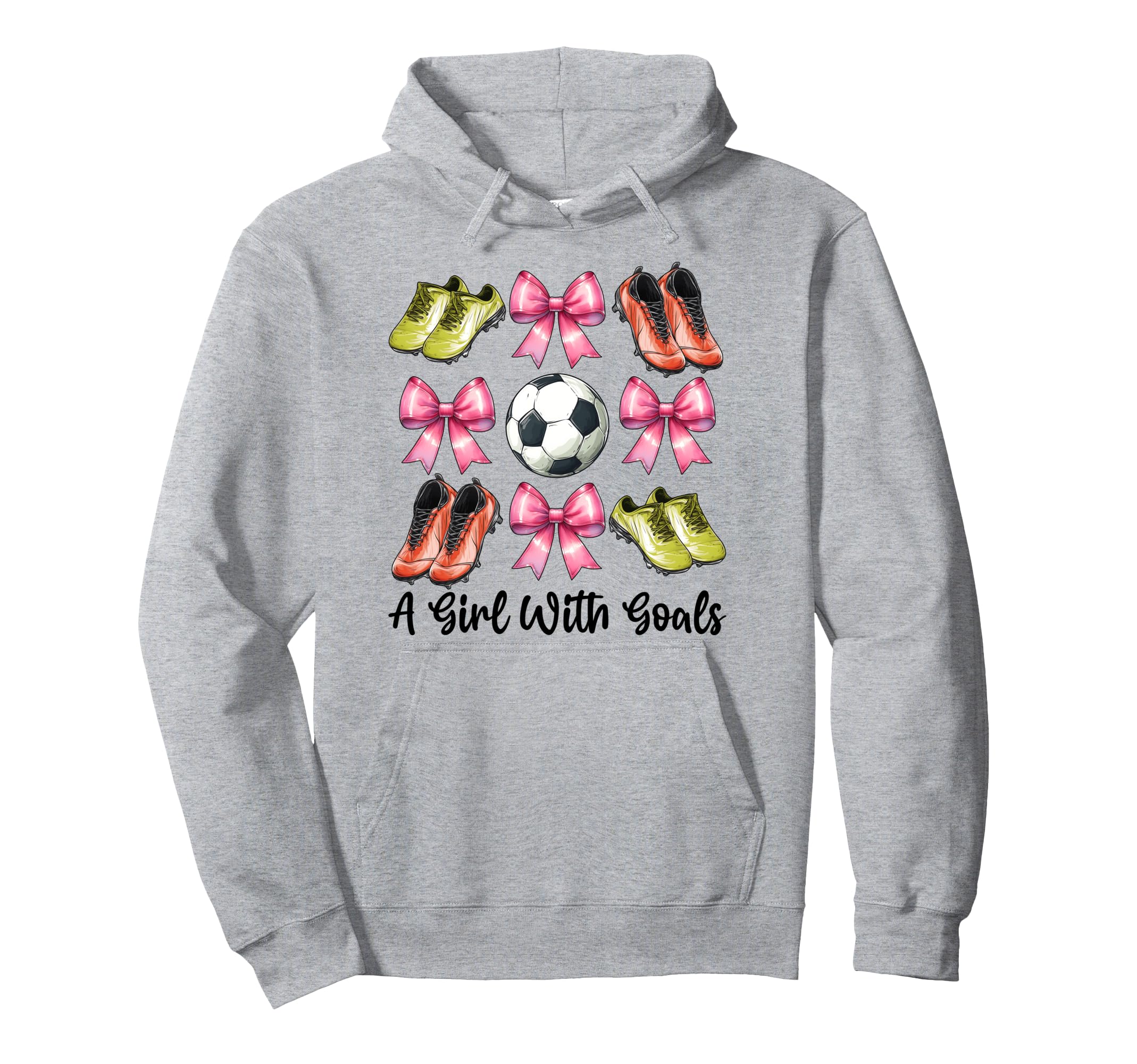 Goals Soccer Coquette Bow Hoodie - Minimalist Print for Adults - T-Shirt, Sweatshirt, Hoodie