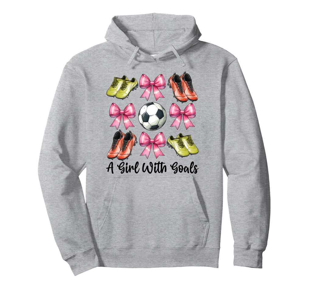 Goals Soccer Coquette Bow Hoodie - Trendy Graphic for Adults - T-Shirt, Sweatshirt, Hoodie