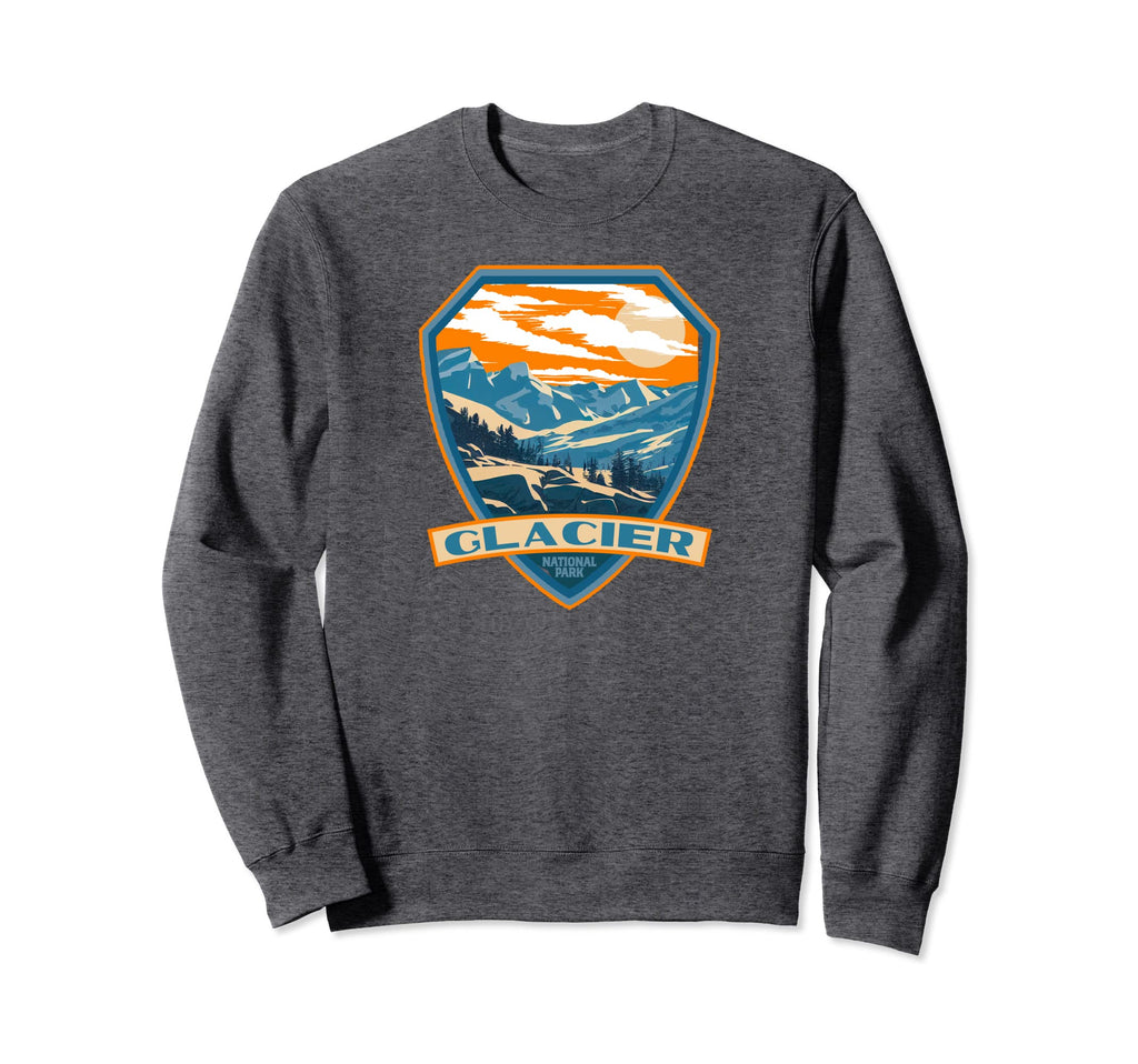 Glacier National Park Wpa Badge Sweatshirt - Novelty Apparel Unisex - T-Shirt, Sweatshirt, Hoodie