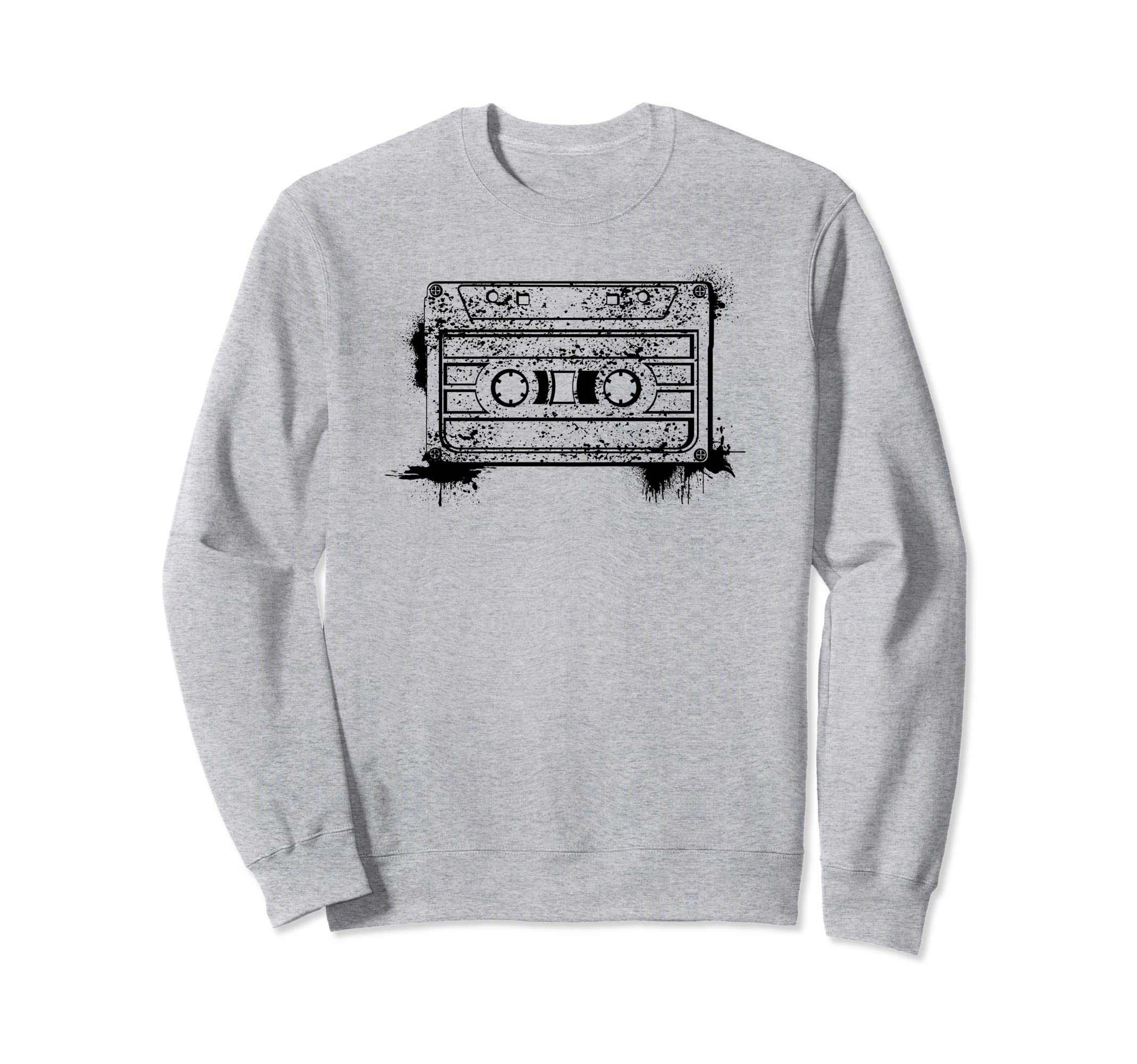 Cassette Tape Black And White Sweatshirt - Casual Everyday Wear for Adults - T-Shirt, Sweatshirt, Hoodie