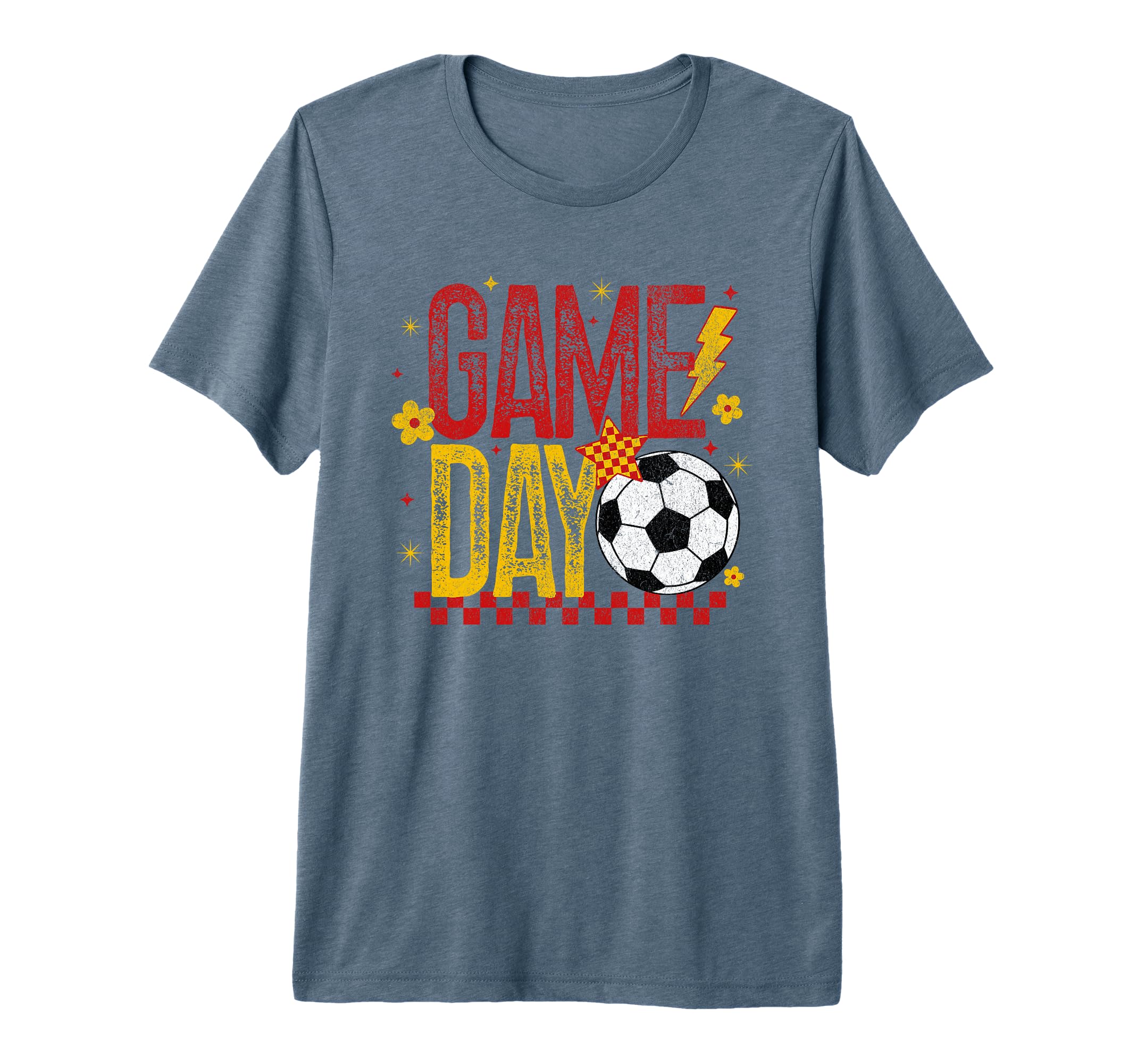 Game Day Soccer Season Red Gold Yellow T-Shirt - Custom Art Print Unisex - T-Shirt, Sweatshirt, Hoodie
