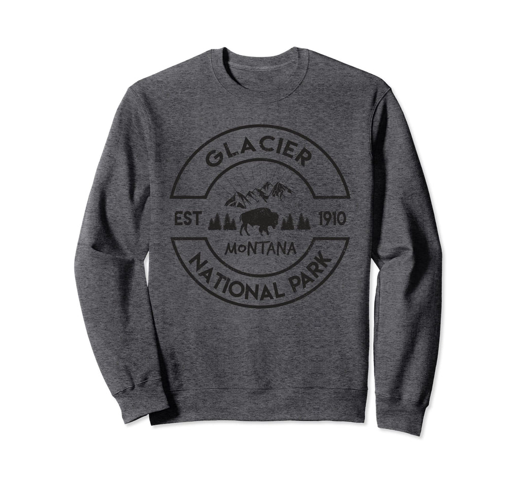 Glacier National Park Montana Bison Sweatshirt - Fun Novelty Design Unisex - T-Shirt, Sweatshirt, Hoodie