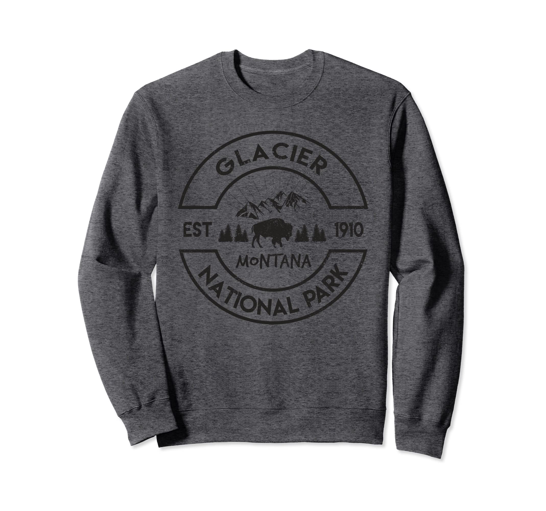 Glacier National Park Montana Bison Sweatshirt - Fun Novelty Design Unisex - T-Shirt, Sweatshirt, Hoodie