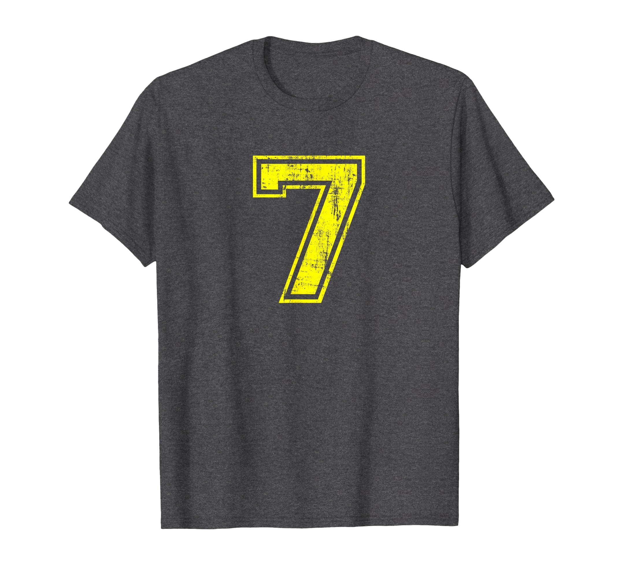 Number 7 Seven Varsity Distressed T-Shirt - Trendy Graphic for Adults - T-Shirt, Sweatshirt, Hoodie