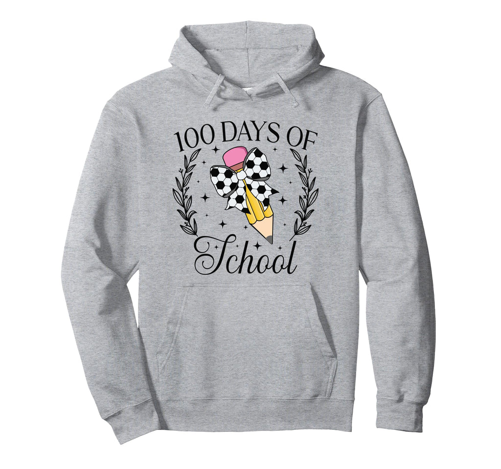 100 Days School Soccer Coquette Pencil Hoodie - Unique Graphic Men Women - T-Shirt, Sweatshirt, Hoodie