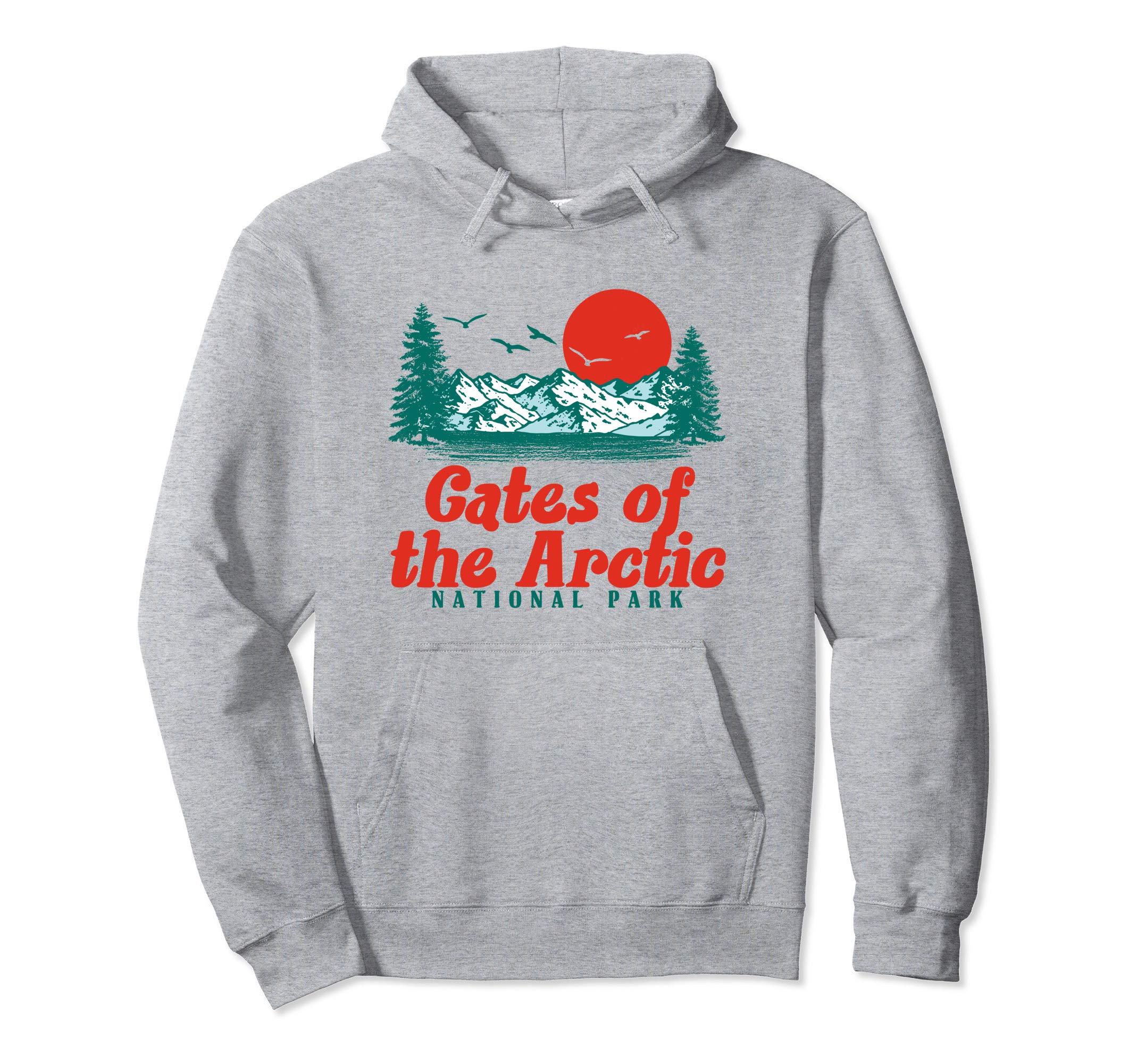 Gates Arctic Mountain Trees Sun Scene Hoodie - Minimalist Print Unisex - T-Shirt, Sweatshirt, Hoodie