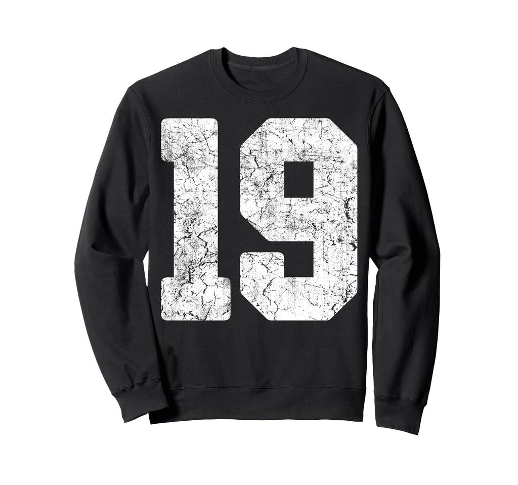 Distressed White Number 19 Jersey Sweatshirt - Streetwear Style Unisex - T-Shirt, Sweatshirt, Hoodie
