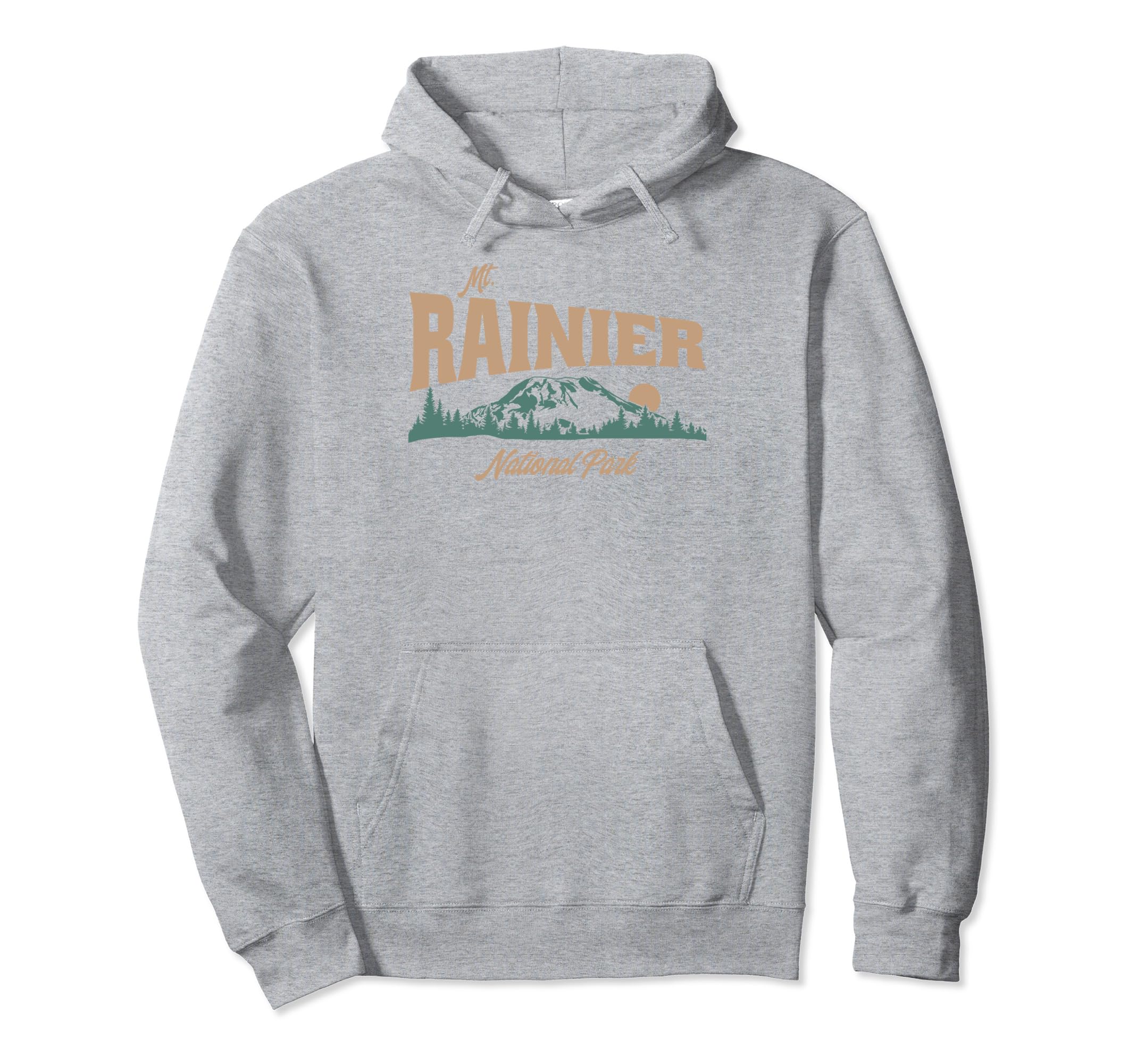 Mount Rainier Mountains Sun 80S Hoodie - Novelty Apparel for Adults - T-Shirt, Sweatshirt, Hoodie