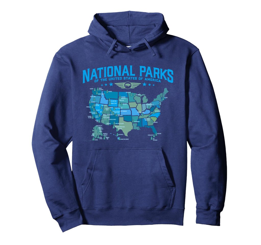 All U S National Parks Map Camping 80S Hoodie - Minimalist Print Men Women - T-Shirt, Sweatshirt, Hoodie
