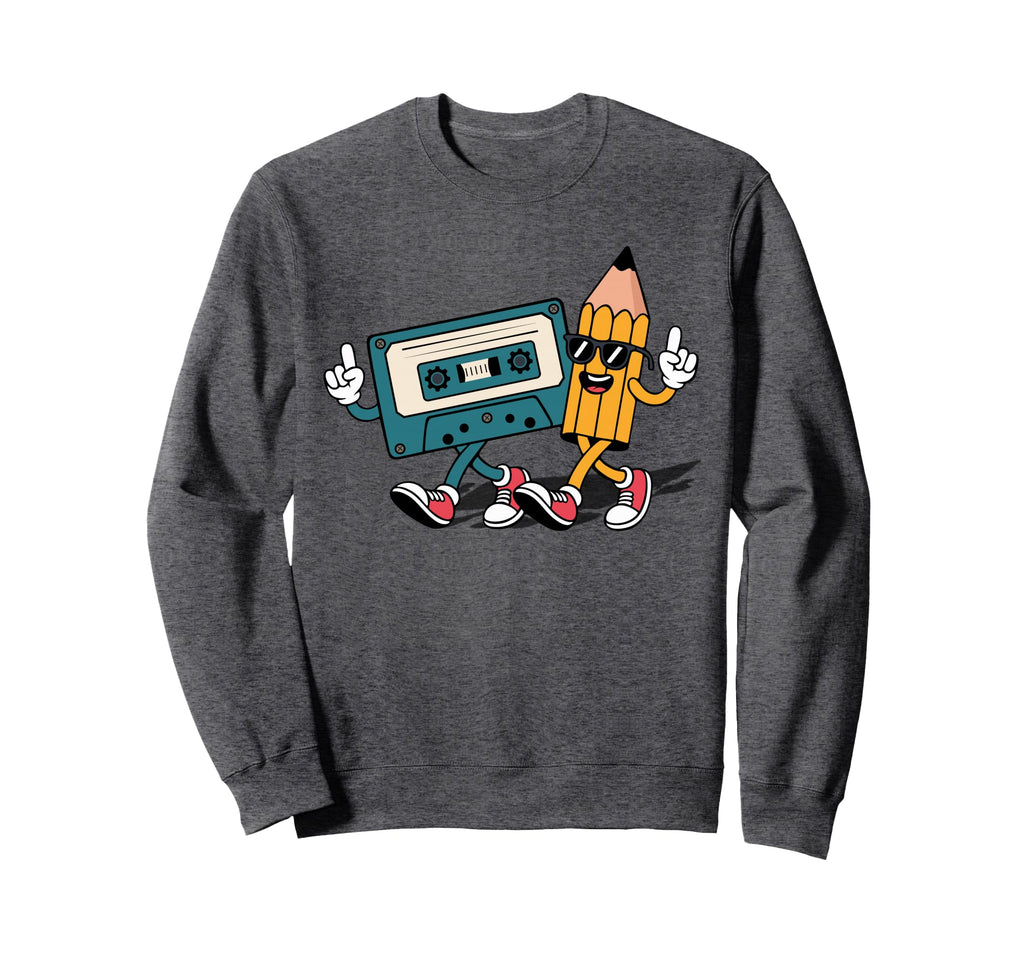 80S 90S Audio Cassette Tape Cartoon Sweatshirt - Unique Graphic Unisex - T-Shirt, Sweatshirt, Hoodie