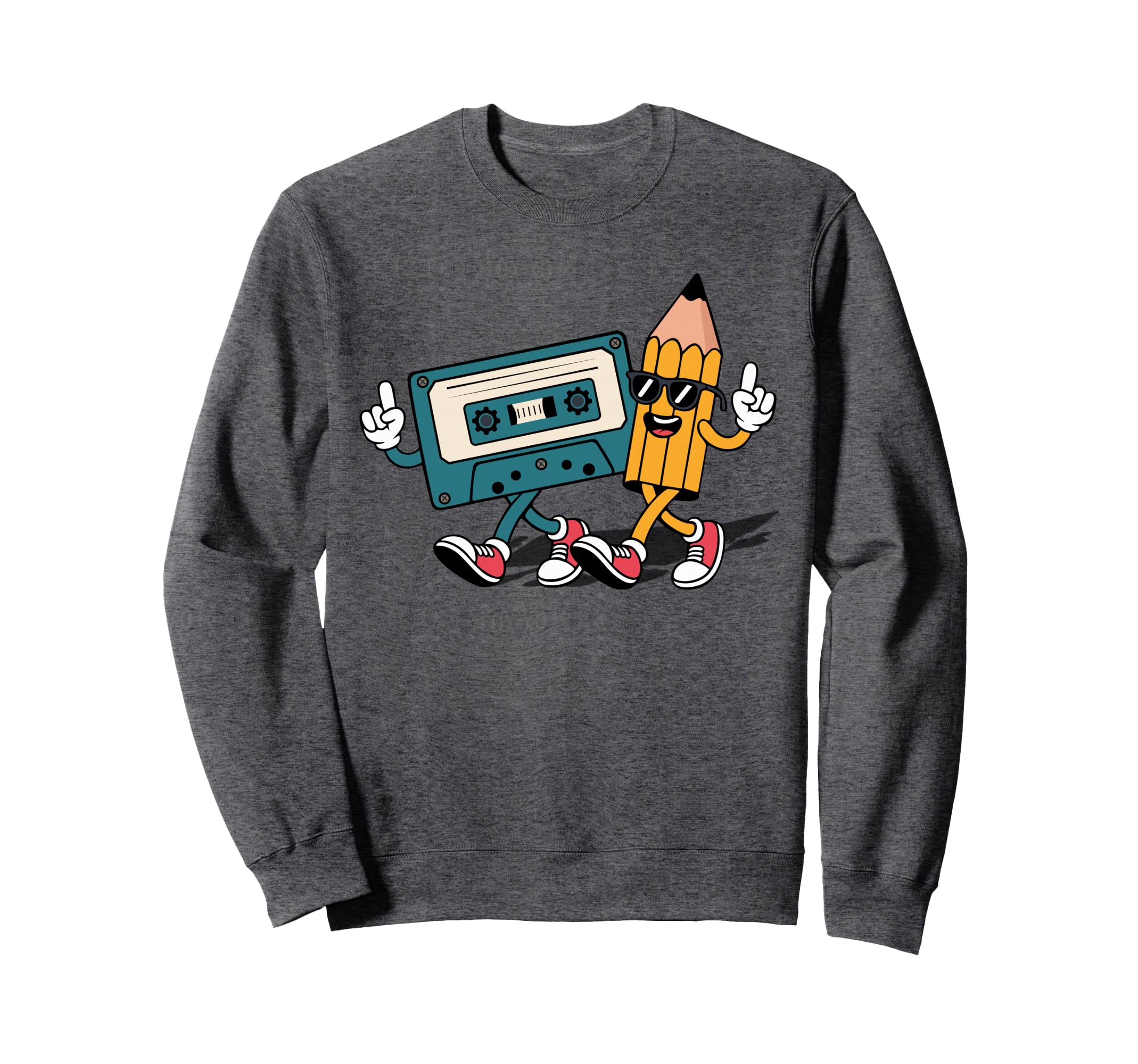 80S 90S Audio Cassette Tape Cartoon Sweatshirt - Unique Graphic Unisex - T-Shirt, Sweatshirt, Hoodie