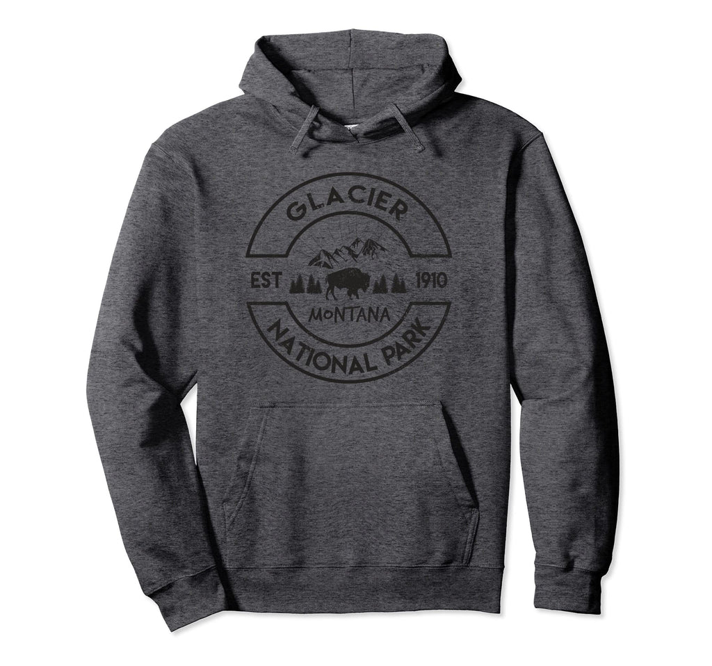 Glacier National Park Montana Bison Hoodie - Fun Novelty Design for Adults - T-Shirt, Sweatshirt, Hoodie