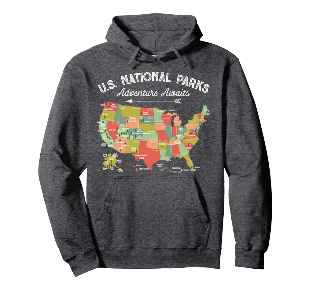 National Parks Map Camping Hiking Hoodie - Trendy Graphic for Adults - T-Shirt, Sweatshirt, Hoodie