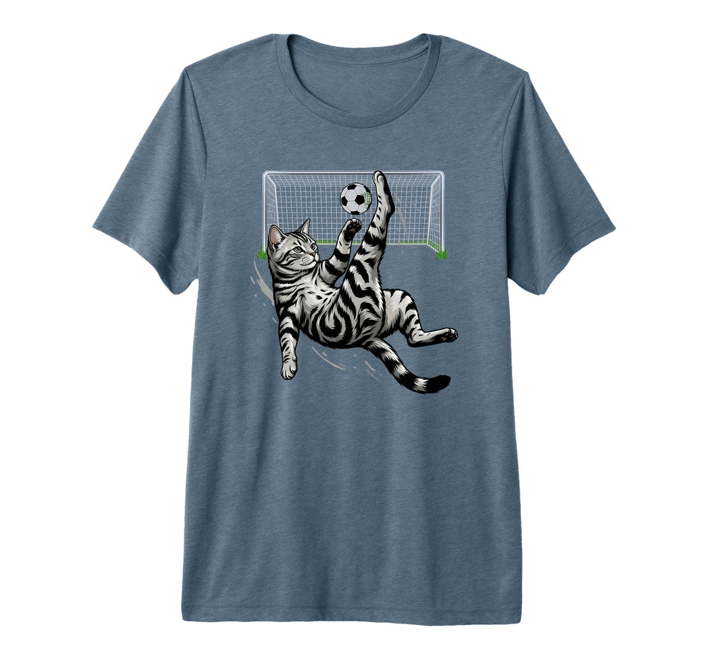 Funny Tabby Cat Soccer Bicycle Kick Goal T-Shirt - Graphic Print Men Women - T-Shirt, Sweatshirt, Hoodie